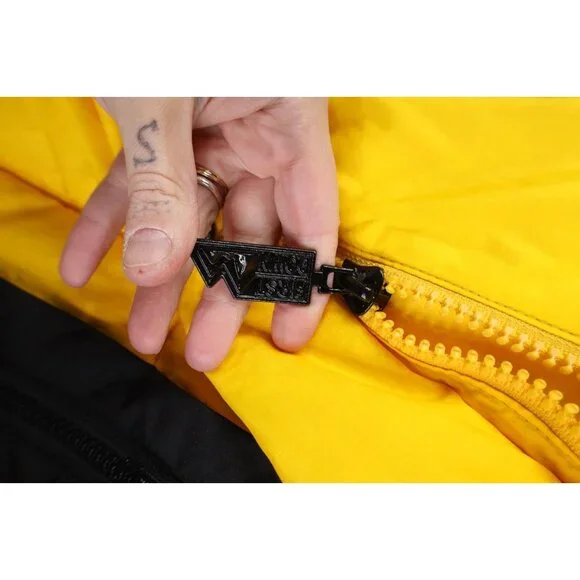 Deadstock Vintage 90s Streetwear Mens XL Color Block Down Puffer Jacket Yellow